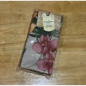 Tommy Bahama African Orchid Home Napkins New‎ Set Of 4 Cloth Tropical